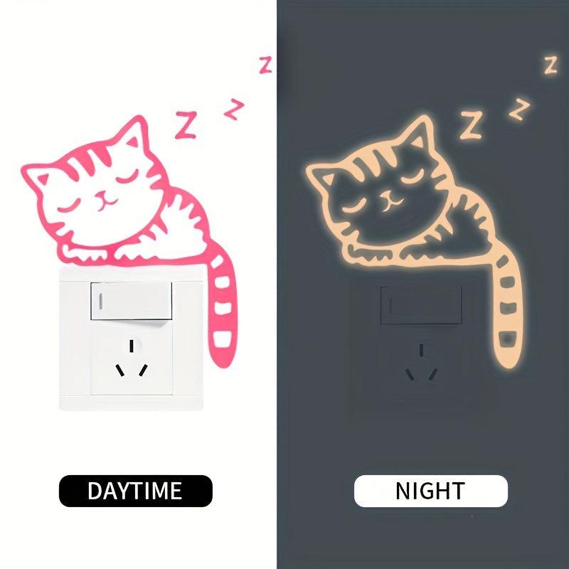 Cat Glow In The Dark Wall Stickers Luminous Switch Sticker