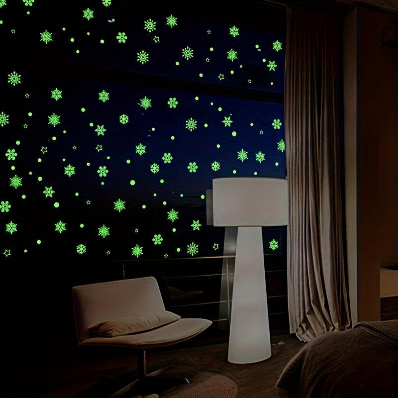 50pcs Luminescent Snowflake Wall Stickers Christmas Decoration