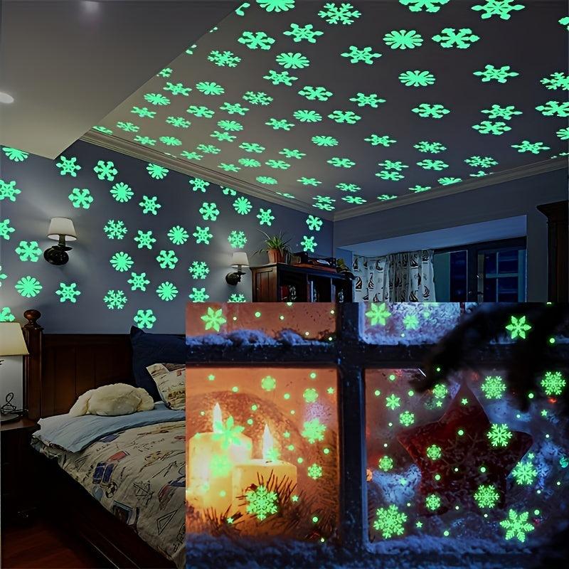 50pcs Luminescent Snowflake Wall Stickers Christmas Decoration