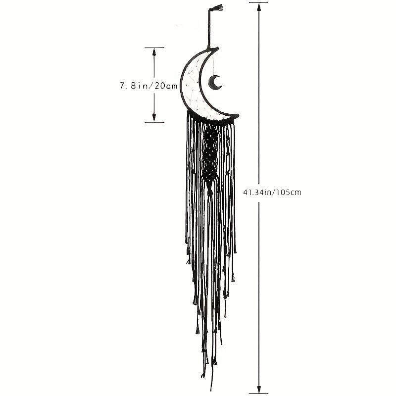 Moon Shaped Dream Catcher with Lights Boho Hanging Decoration for Bedroom