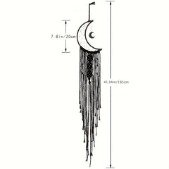 Moon Shaped Dream Catcher with Lights Boho Hanging Decoration for Bedroom