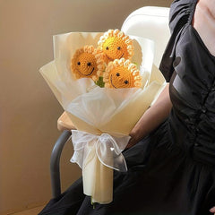 Sunflower Bouquet Crochet Flower Wedding Decor Homemade Gift