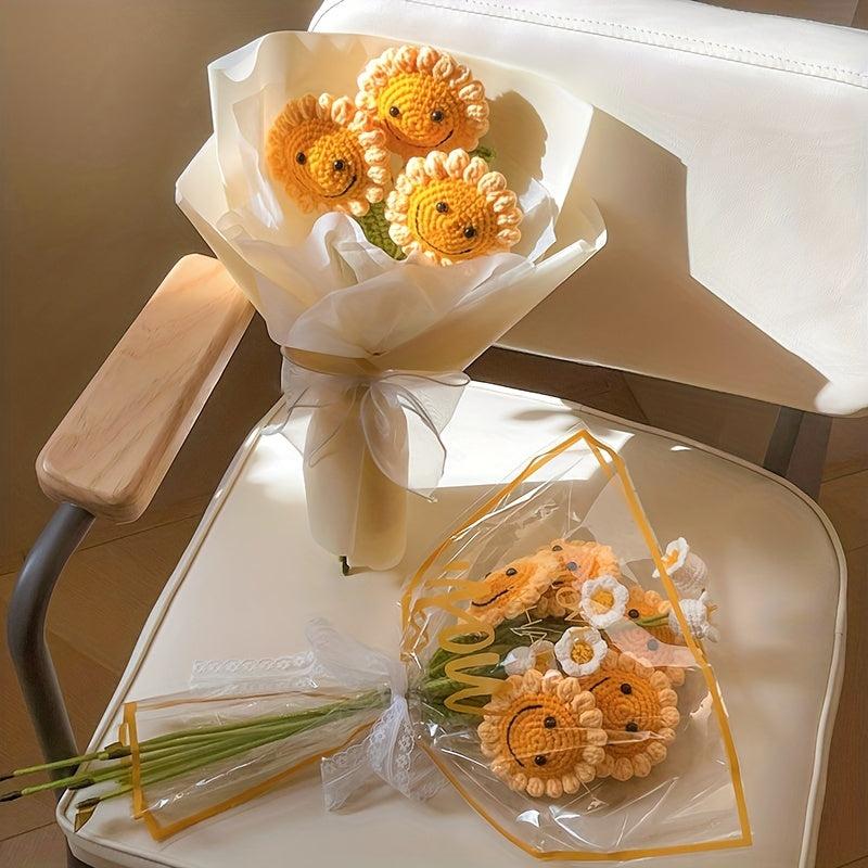 Sunflower Bouquet Crochet Flower Wedding Decor Homemade Gift