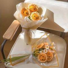 Sunflower Bouquet Crochet Flower Wedding Decor Homemade Gift