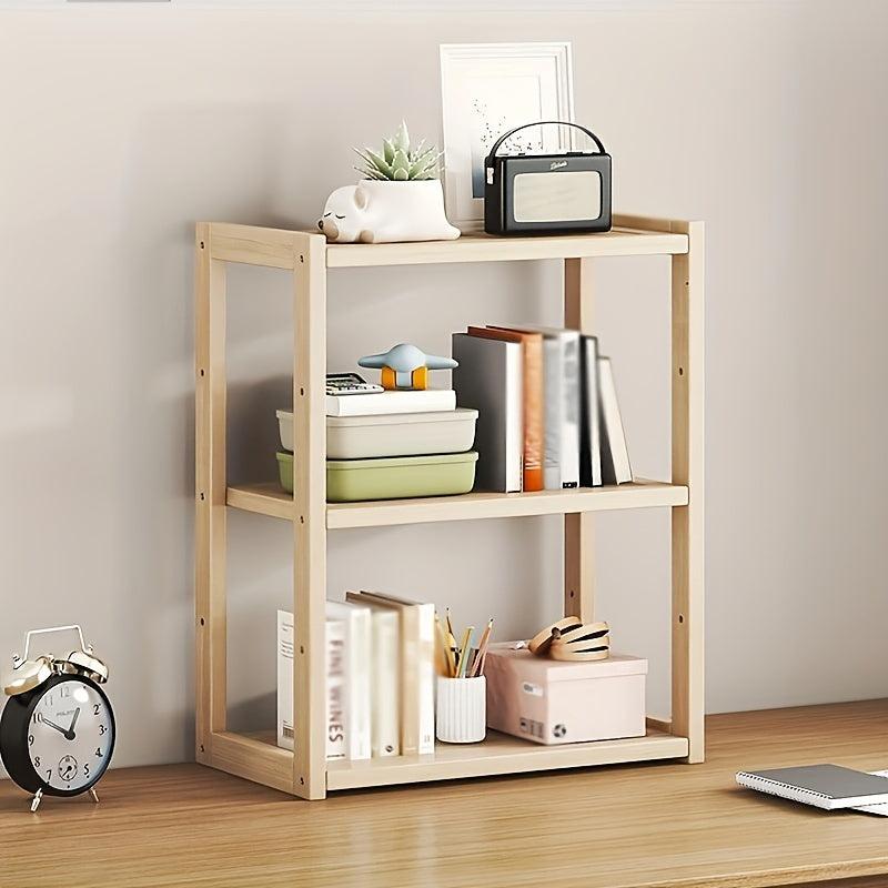 1pc Wooden Bookshelves Adjustable Height Wide Natural Bookshelves
