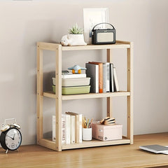 1pc Wooden Bookshelves Adjustable Height Wide Natural Bookshelves