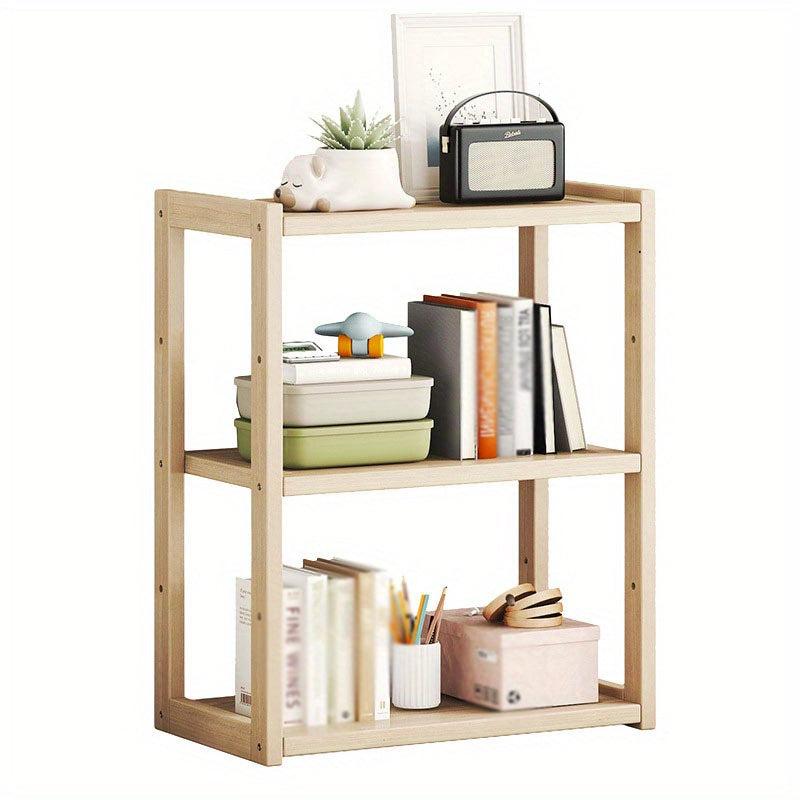 1pc Wooden Bookshelves Adjustable Height Wide Natural Bookshelves