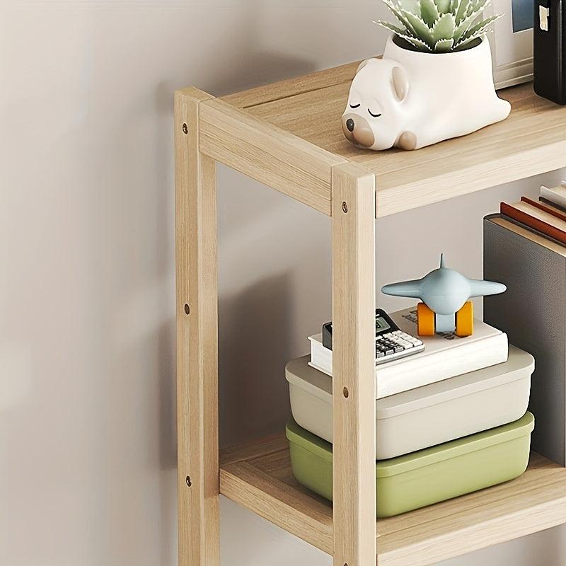 1pc Wooden Bookshelves Adjustable Height Wide Natural Bookshelves