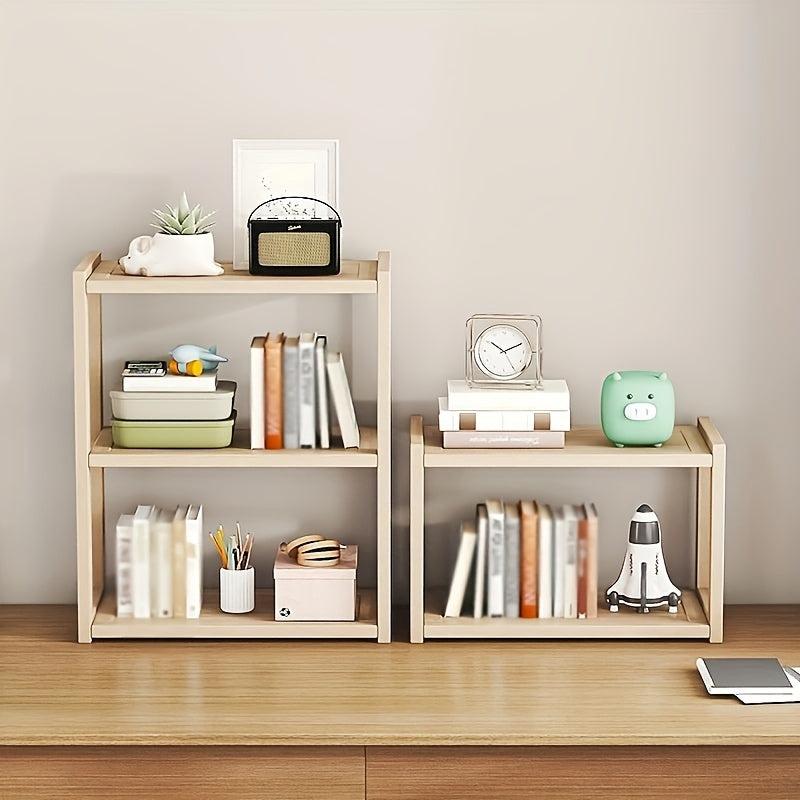 1pc Wooden Bookshelves Adjustable Height Wide Natural Bookshelves