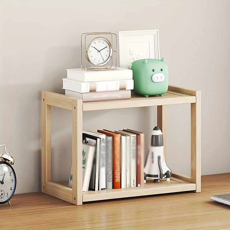 1pc Wooden Bookshelves Adjustable Height Wide Natural Bookshelves