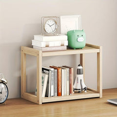 1pc Wooden Bookshelves Adjustable Height Wide Natural Bookshelves