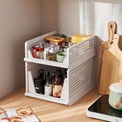 Foldable Stackable Plastic Storage Basket - Organize Your Space