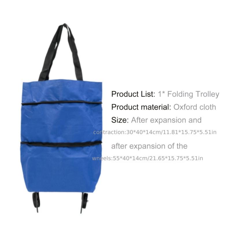 Large Capacity Collapsible Shopping Cart with Wheels Portable Grocery Bag
