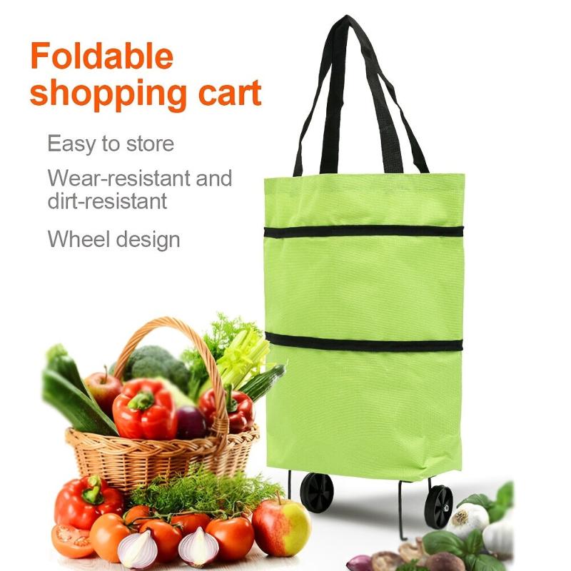 Large Capacity Collapsible Shopping Cart with Wheels Portable Grocery Bag