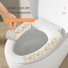 2pcs Rabbit Pattern Toilet Stickers Washable Mat Plush Seat Cover