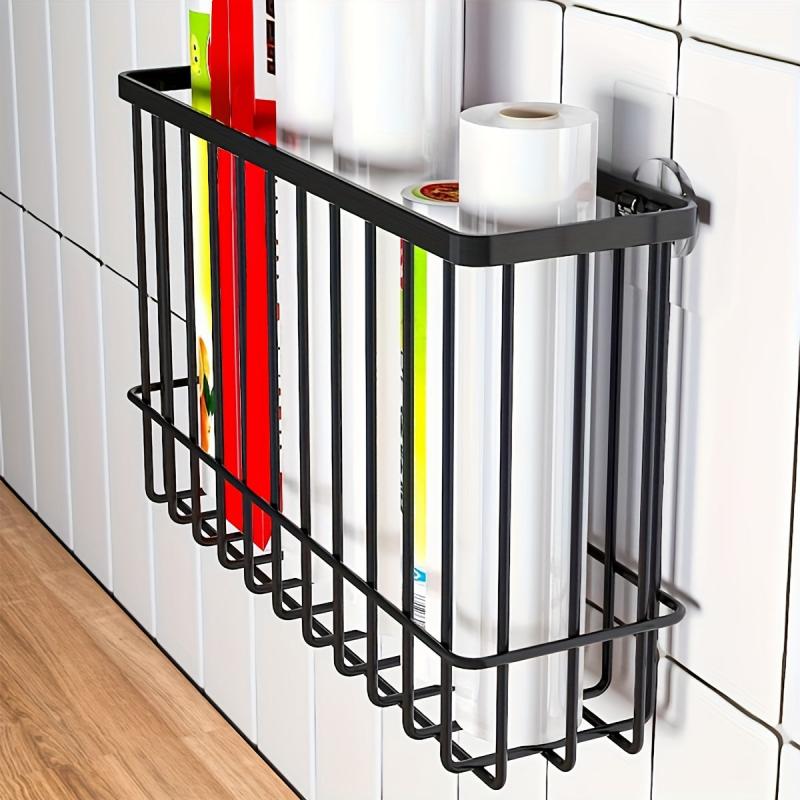 Cling Film Storage Basket Kitchen Organizer Shelf Refrigerator Side Mounted