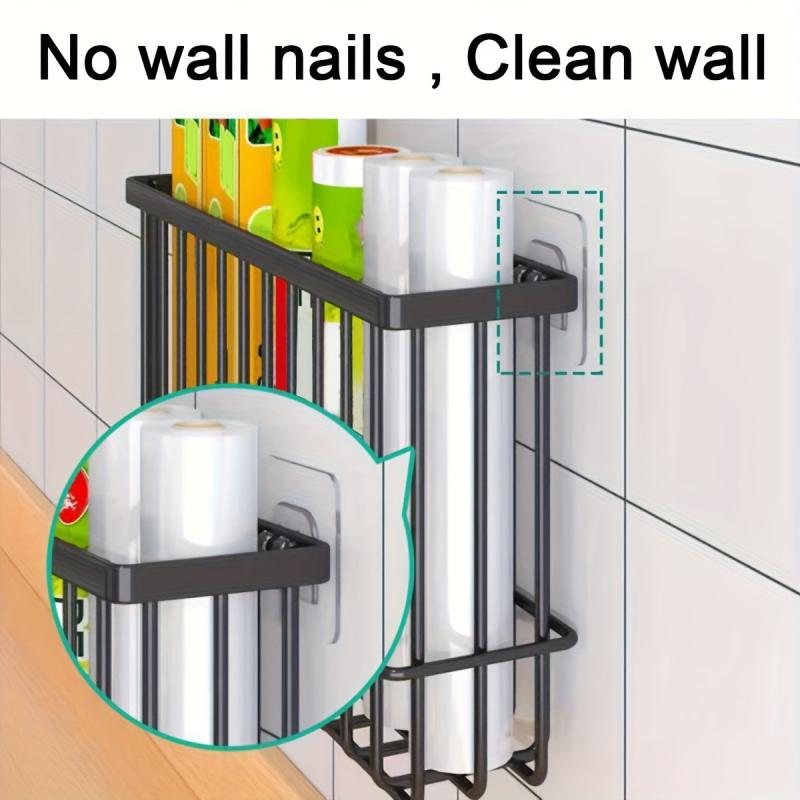 Cling Film Storage Basket Kitchen Organizer Shelf Refrigerator Side Mounted
