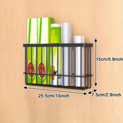Cling Film Storage Basket Kitchen Organizer Shelf Refrigerator Side Mounted