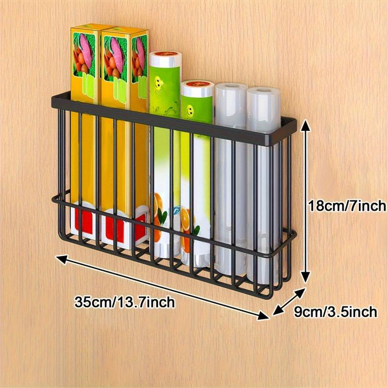 Cling Film Storage Basket Kitchen Organizer Shelf Refrigerator Side Mounted