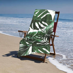 Green Leaves Pattern Beach Towel Lightweight Windproof Sunscreen & Absorbent