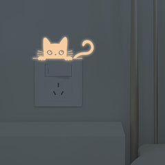 1PC Glowing Cat Switch Stickers Home Wall Decoration Self-adhesive