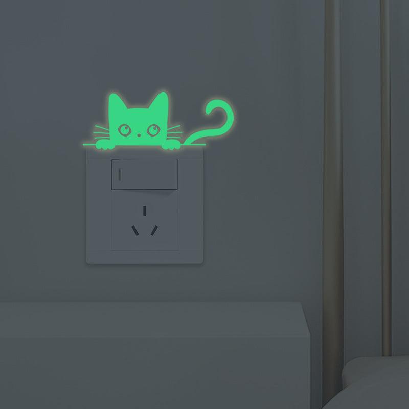 1PC Glowing Cat Switch Stickers Home Wall Decoration Self-adhesive
