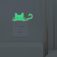 1PC Glowing Cat Switch Stickers Home Wall Decoration Self-adhesive