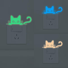1PC Glowing Cat Switch Stickers Home Wall Decoration Self-adhesive