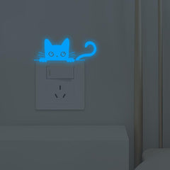 1PC Glowing Cat Switch Stickers Home Wall Decoration Self-adhesive