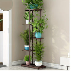 Wrought Iron Flower Rack with 6 Pots for Balcony Succulents