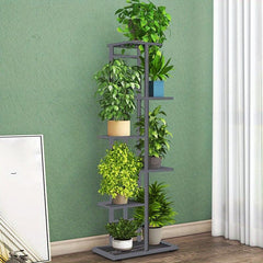 Wrought Iron Flower Rack with 6 Pots for Balcony Succulents