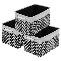 3pcs Folding Storage Bins Foldable Canvas Fabric Storage Basket Cubic Box