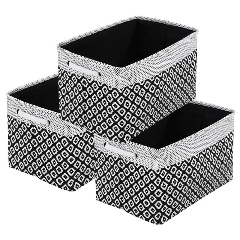 3pcs Folding Storage Bins Foldable Canvas Fabric Storage Basket Cubic Box
