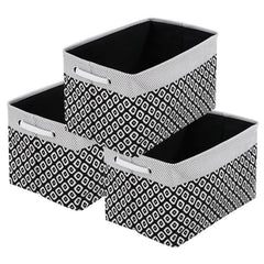 3pcs Folding Storage Bins Foldable Canvas Fabric Storage Basket Cubic Box