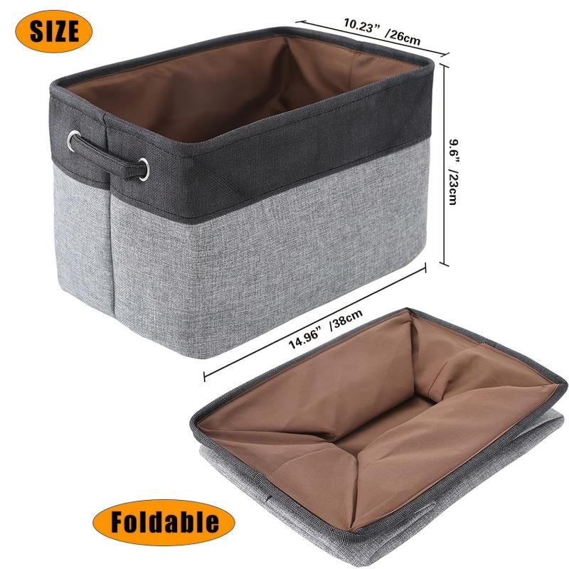 3pcs Folding Storage Bins Foldable Canvas Fabric Storage Basket Cubic Box