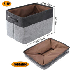 3pcs Folding Storage Bins Foldable Canvas Fabric Storage Basket Cubic Box