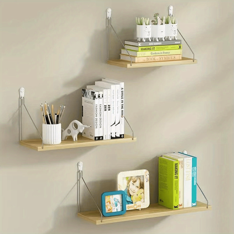 Wooden Floating Storage Shelves Set for Home Decor