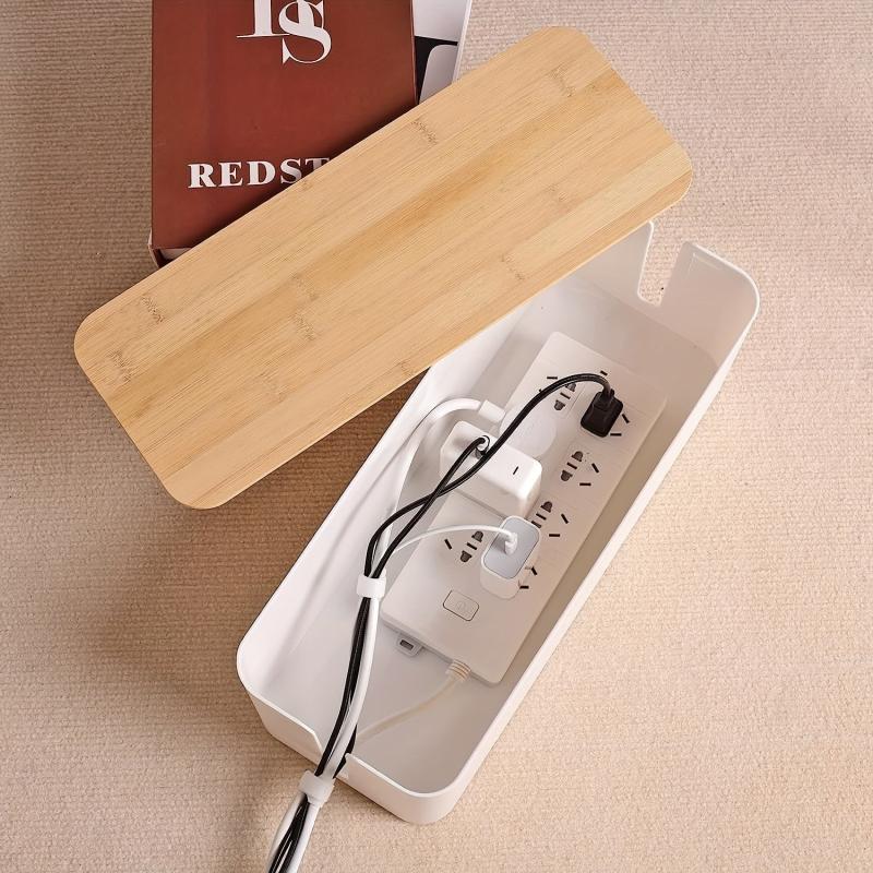 Plastic Data Cable Storage Box - Cord Power Strip Organizer