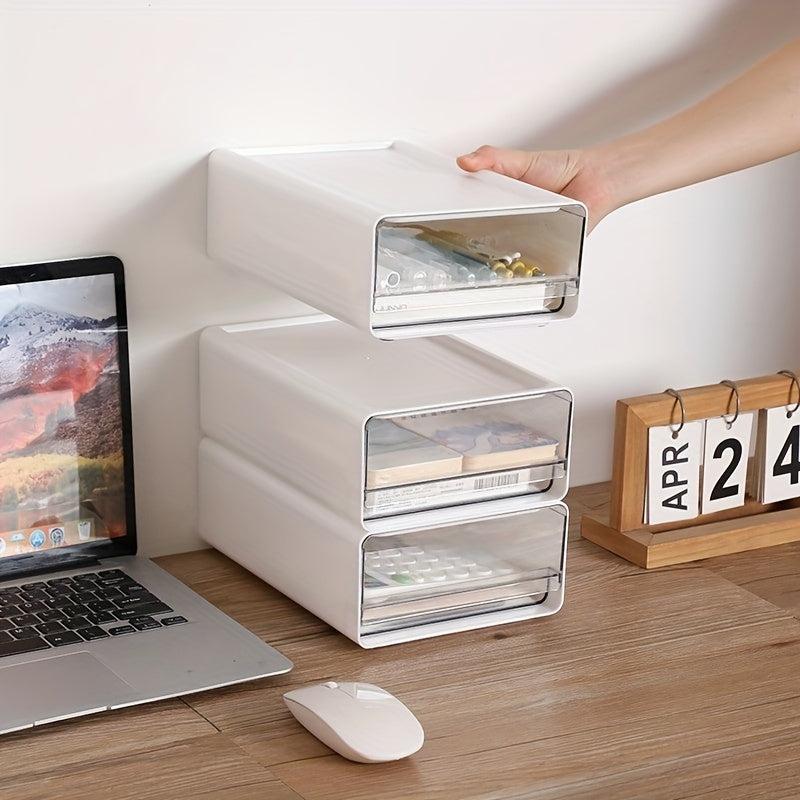 Transparent Desktop Storage Box Drawer Office Document Organizer