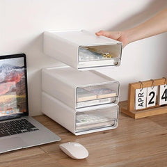 Transparent Desktop Storage Box Drawer Office Document Organizer