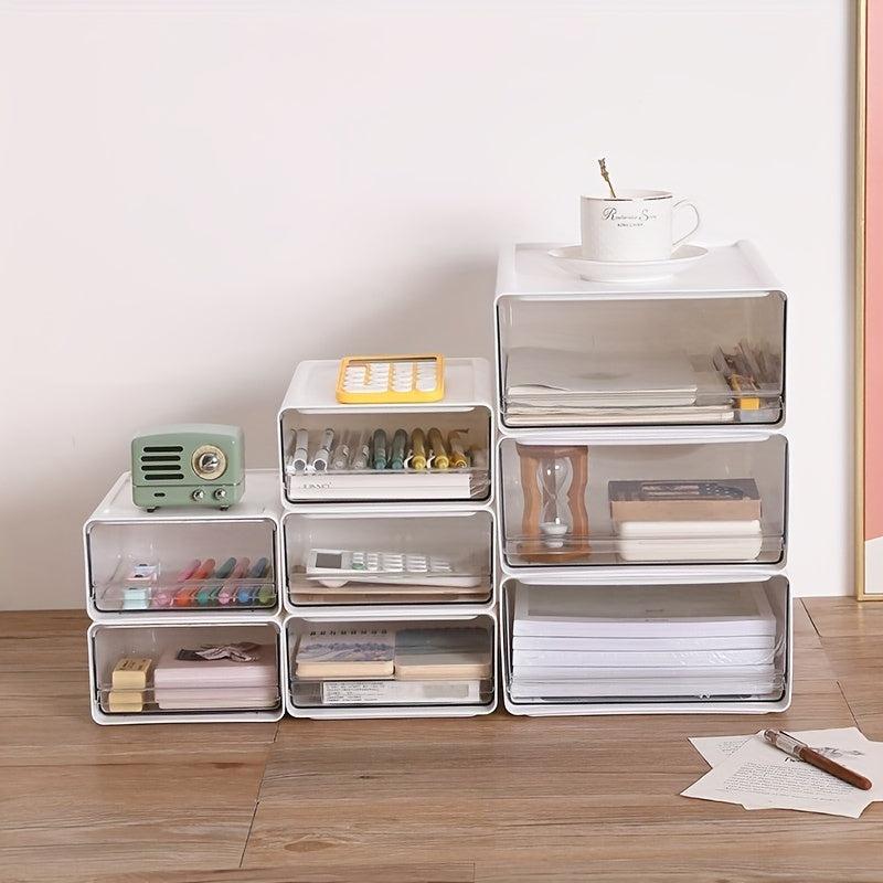 Transparent Desktop Storage Box Drawer Office Document Organizer