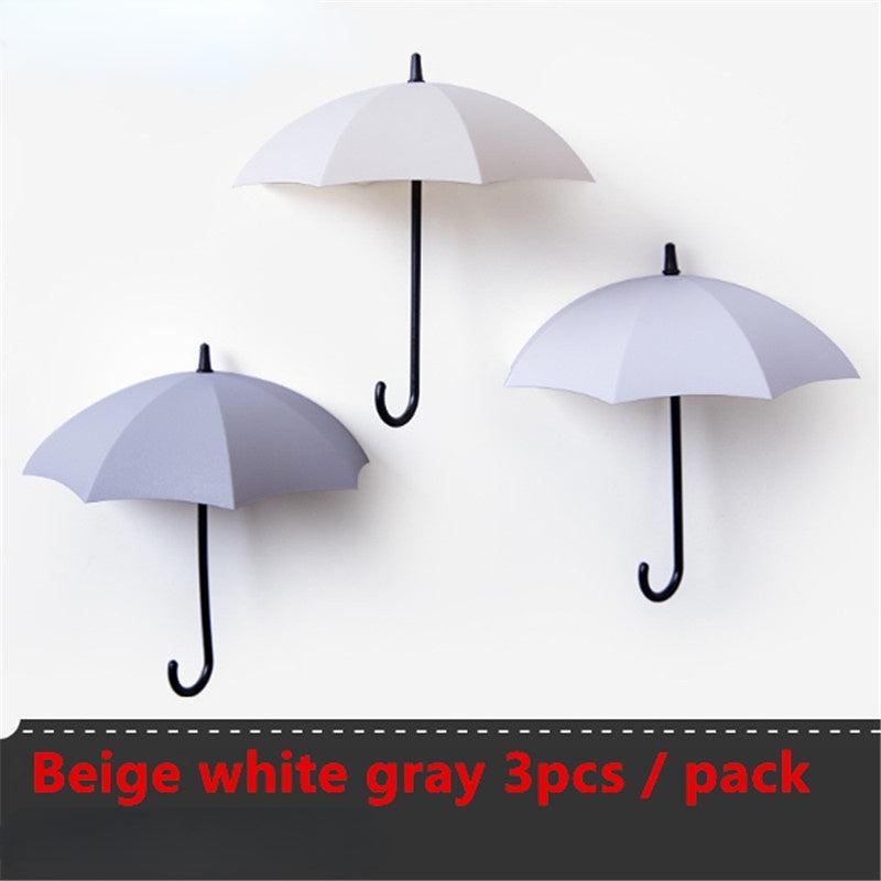 3pcs Adhesive Punch Umbrella Hook for Home Decoration and Wall Hanging Key Hook