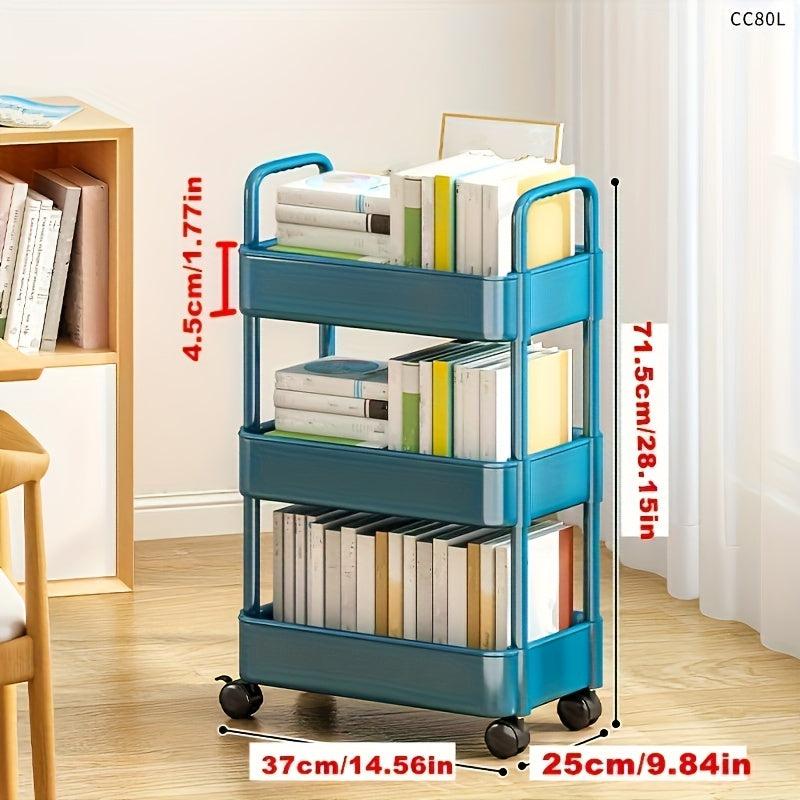 Plastic Storage Rack with Armrests and Wheels for Snacks, Toys, and Sundries