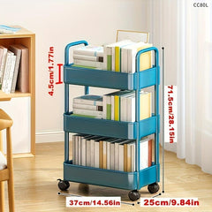 Plastic Storage Rack with Armrests and Wheels for Snacks, Toys, and Sundries