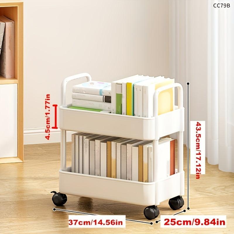 Plastic Storage Rack with Armrests and Wheels for Snacks, Toys, and Sundries