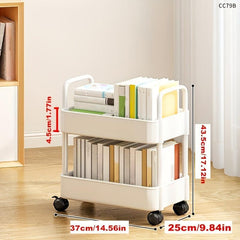 Plastic Storage Rack with Armrests and Wheels for Snacks, Toys, and Sundries