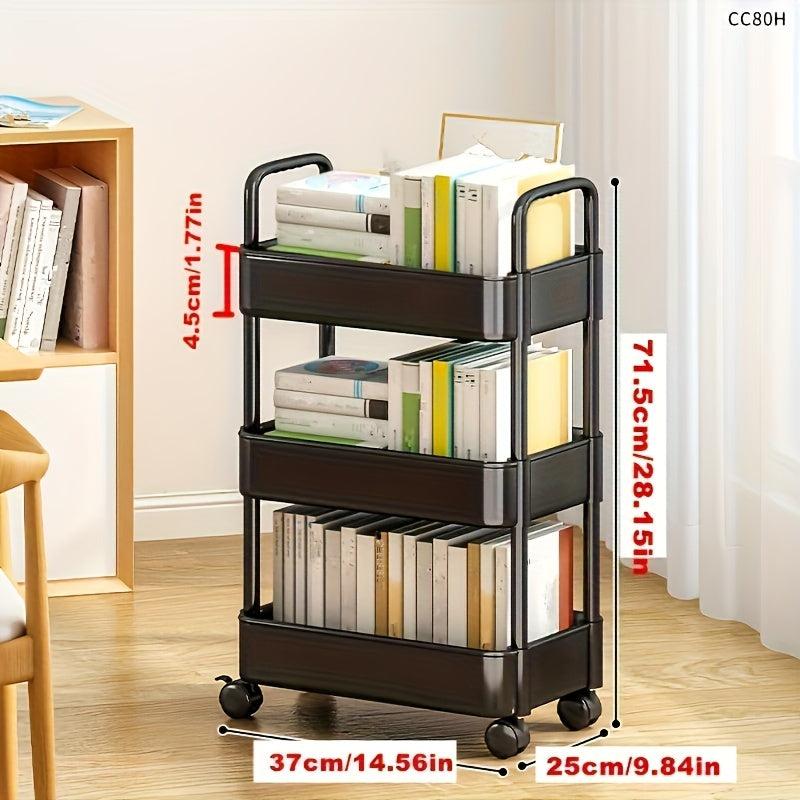 Plastic Storage Rack with Armrests and Wheels for Snacks, Toys, and Sundries