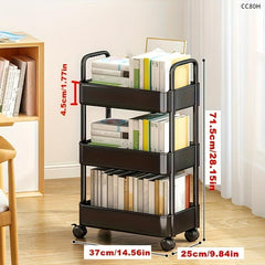 Plastic Storage Rack with Armrests and Wheels for Snacks, Toys, and Sundries