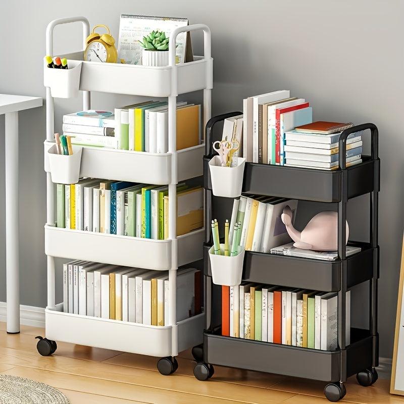 Plastic Storage Rack with Armrests and Wheels for Snacks, Toys, and Sundries