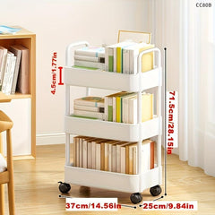 Plastic Storage Rack with Armrests and Wheels for Snacks, Toys, and Sundries
